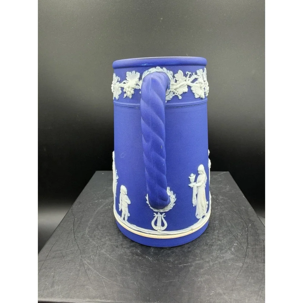 💙 Wedgwood Cobalt Blue Jasperware 24oz Trojan Jug/Pitcher 🏺✨ Rare Collectible